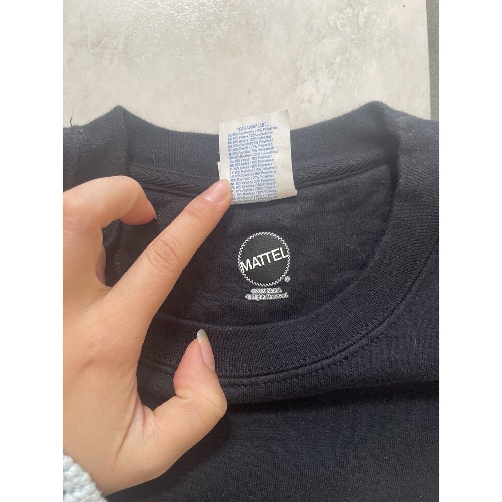 Mattel Hot Wheels Gray Logo Black Crewneck Sweatshirt Unisex XL - Picture 6 of 9